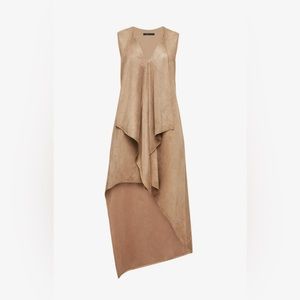 BCBG MaxAzria Tara Trasar Immitation Suede Ruffles High Low Style # VHU69K51-E37